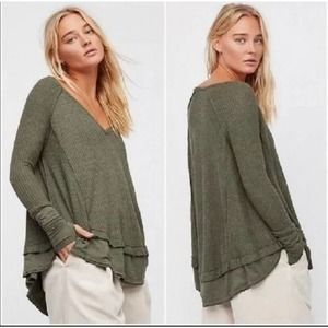 We the free people laguna top large thermal tunic olive green